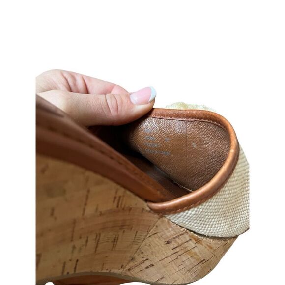 Coach Jazmin Cork Wedge Sandal size 9B Cream Brown - Picture 3 of 13